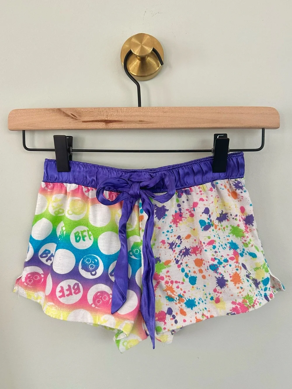 Y2K Justice Sleep Shorts 6/7 Rainbow BFF Pajama Lounge Shorts Coquette Kawaii